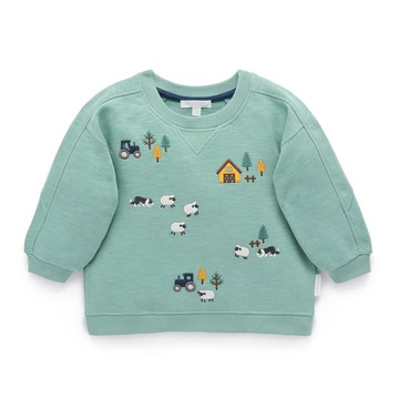 澳洲Purebaby有機棉男童長袖保暖上衣12M~5T 粉綠牧羊