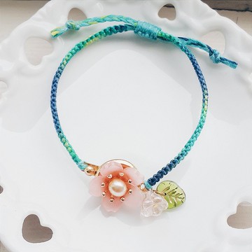 蠟線 編織 串珠 繩編 手環 櫻花  冬 可調整大小