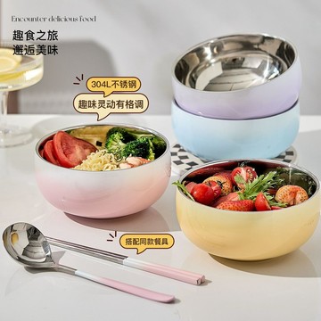 不鏽鋼碗家用湯麪碗大容量帶蓋泡麪碗學生宿舍專用碗具大飯碗湯碗