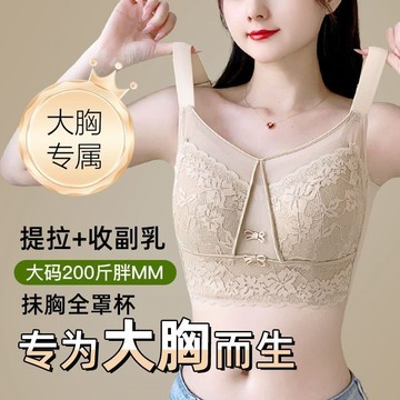 【台灣發貨】大尺碼顯瘦內衣  大胸顯小 防下垂 收副乳 聚攏上托 蕾絲透氣 無痕無鋼圈 調整型內衣 抹胸防走光內衣 大胸