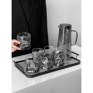 輕奢高顏值扭扭水杯子套裝家用待客廳大容量冷水壺杯具玻璃杯茶杯