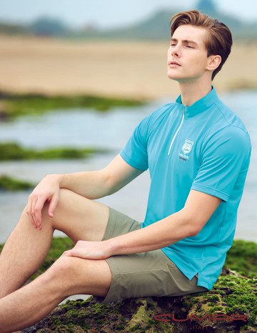 CUMAR 立領拉鍊素色短袖POLO衫(HiCool)/218222