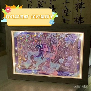 【桃園出貨】流沙麻將相框 全套材料包6寸可拆卸中空相框燈光畵流麻將相框