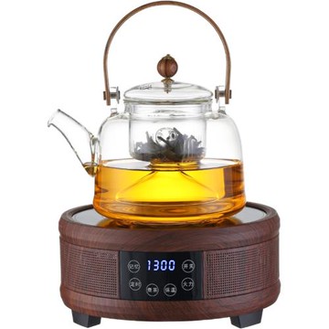 逸集全玻璃蒸汽提梁壺老白茶電陶爐煮茶壺家用燒水壺泡茶專用茶具