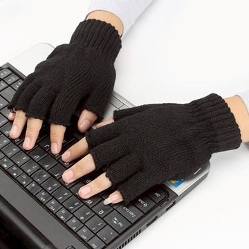 半指手套男士冬季保暖寫字學生加厚毛線騎行開車女露指半截手套男