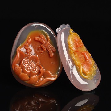 市面罕見-阿拉善冰彩瑪瑙吊墜女男款 俏色巧雕 僅6件 送證書