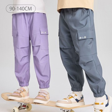 【現貨】110-160 Dave&Bella 涼感速乾鬆緊腰縮口工裝褲