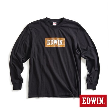 EDWIN 男款 網路獨家 仿舊經典LOGO長袖T恤(黑色)