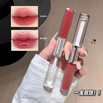 kakashow粉色效果雙頭脣釉，鏡面光澤，啞光效果，口紅，脣油，脣彩，美容化妝品