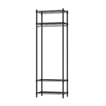 KI WISH 居家生活 輕型4層衣櫥架 附吊衣桿  黑色  60 x 35 x 180cm