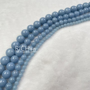 【Rich手作】天使石 藍天使石 條珠 硬石膏 半成品 手鍊 手珠 手串 水晶 現貨在台 DIY材料珠 串珠