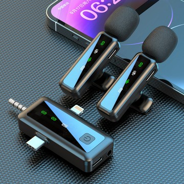 跨境H65新款私模無線領夾麥克風話筒三合一適配手機電腦視頻拍攝【北歐家居生活】