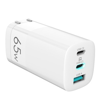 Mine Phone 【台灣製】MINE峰 GaN氮化鎵 65W快充 智能充電器 智能極速快充頭 三孔電源供應器 支援筆電快充 - 白色