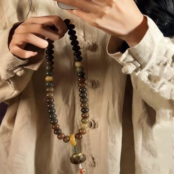 民族風菩提根手串敦煌問天炭燒蘋果珠手持精工女菩提文玩佛珠手鏈