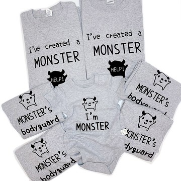 (免費改字)短袖/長袖 小怪物 家庭裝 親子裝 攝影服 客製化