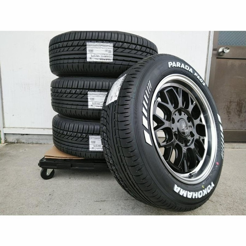 ヨコハマタイヤ 【新品】車検対応 ハイエース200系 夏タイヤ ホイール4本セット 215/60R17 ヨコハマ パラダ 17インチ ホワイトレターBD12 新品 YOKOHAMA