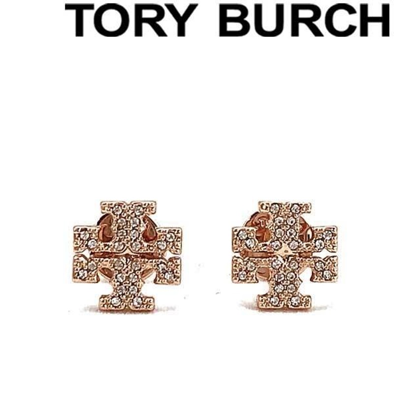 TORY BURCH トリーバーチ クリスタルロゴ ピアス ローズゴールド 53423