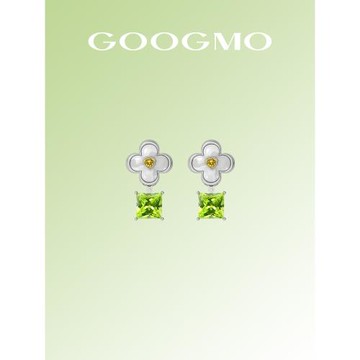【徐璐同款】GOOGMO在花野系列花朵小眾設計感時尚耳釘綠色耳飾女