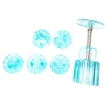 TRIARROW 三箭牌 圓形手工糕餅模 含5種不同樣式花片  藍水晶  1組