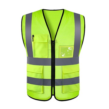 多口袋反光背心 螢光綠 高能見度安全防護  1件  140g