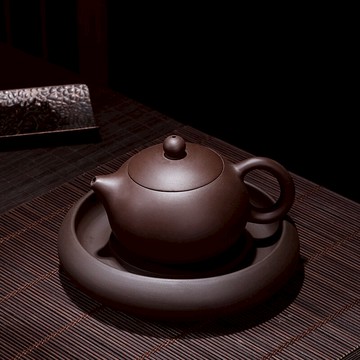 逸峰陶瓷壺承干泡臺簡約復古竹墊小號功夫茶具配件茶托圓形壺墊