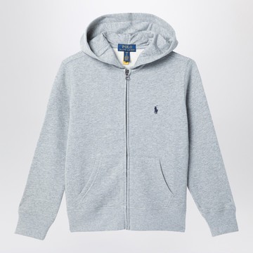 Grey cotton blend sweatshirt with zip