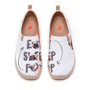 【Utrue 悠初生活】uin│西班牙原創設計 男鞋 帆布鞋 懶人鞋 巴哥的一天彩繪休閒鞋M1010032-廠商直送