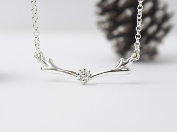花鹿角 | 細項鍊 925純銀 女款 鎖骨鍊 立體 手工銀飾 情人禮物