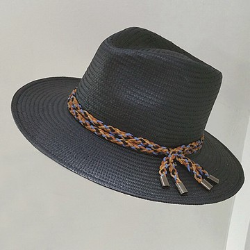 春夏歐美彩色真皮條裝飾草帽禮帽爵士帽子潮百搭韓版夏天1入