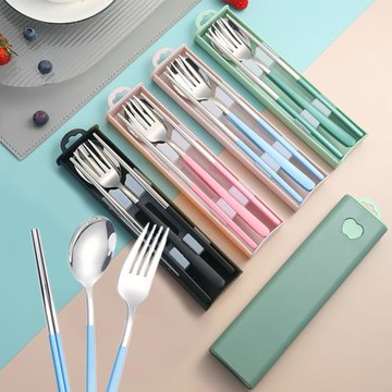 【Reddot 紅點生活】304不鏽鋼靜音滑蓋餐具三件組