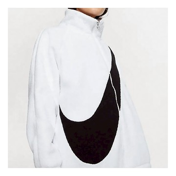 (WMNS) Nike Big Swoosh Fleece Jacket 'White Black'