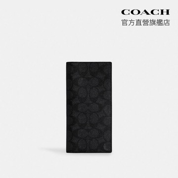【COACH】經典LOGO胸袋皮夾-炭黑色/黑色(CW353)｜官方直營