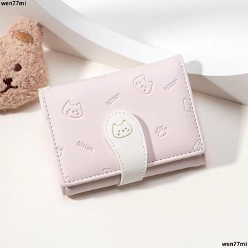 超實惠臘 錢包 卡包 零錢包新款可愛貓咪小尾巴女學生禮物摺疊超薄錢包多卡位卡包零錢包