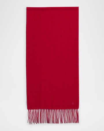 Men's Cashmere Embroidered Monogram Scarf