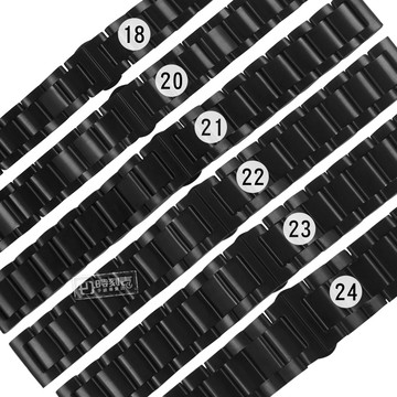 Watchband / 18.20.21.22.23.24 mm / 各品牌通用 啞光拉絲 霧面 蝴蝶雙壓扣 不鏽鋼錶帶 鍍黑 ＃836-41-BK