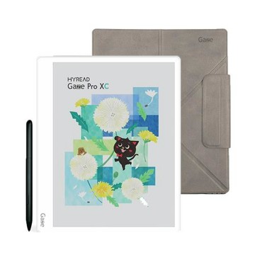 [側翻殼套組]HyRead Gaze Pro XC 10.3吋彩色電子紙閱讀器(純淨白)+10.3吋側翻軟膠殼(雅灰色)