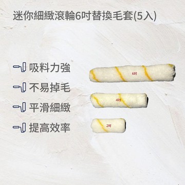 迷你細緻滾輪6吋替換毛套(5入)