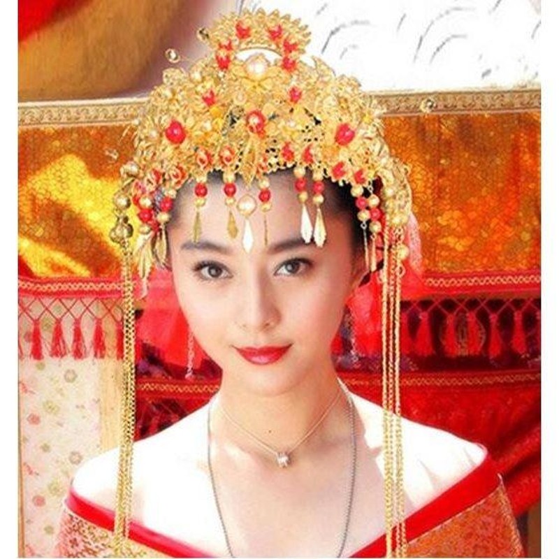 中国風ウェディングドレス髪飾り物セット チャイナ風 楊貴妃 古代宮廷