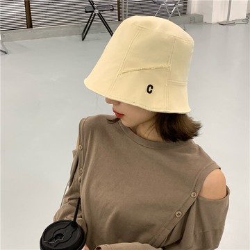 漁夫ins帽子女春夏季字母C水桶帽遮陽防曬盆帽顯臉小自閉帽潮