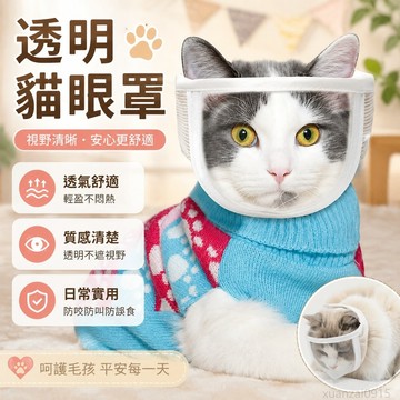 省錢鋪寵物】 透明貓眼罩防咬防叫防咬傷防誤食清潔麵罩透氣開闊視野貓頭套 出貨 貓咪頭套 寵物頭套 貓咪防咬頭套 頭套寵物