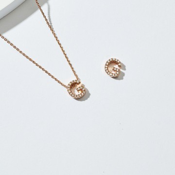 滿鑽字母項鍊 (金色)