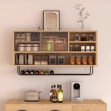 實木吊柜上墻壁柜家用櫥柜掛墻面置物柜陽臺柜廚房墻上儲物柜復古 pm6191