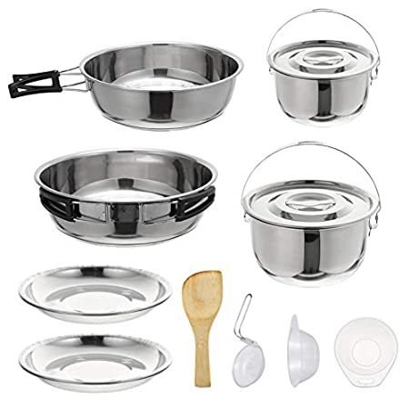 BESPORTBLE 6pcs Camping Cookware Set with Folding Handle Outdoor Travel Coo