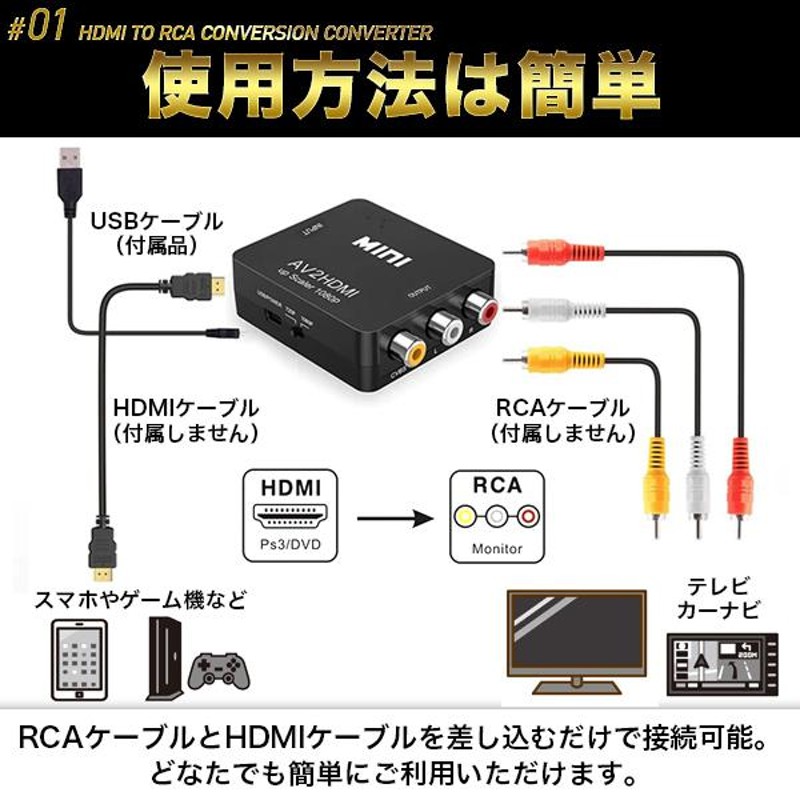 最大76％オフ！ RCA HDMI 変換アダプタ AVケーブル 3色ケーブル アナログ