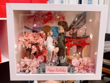 【浪漫日本風情侶立體相框】京都櫻花主題微縮景觀