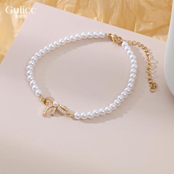 【Gulicc】古莉可  輕奢 蝴蝶結 珍珠 手鍊(首飾 飾品 手鍊 手環 手繩 韓國 情人節 母親節 七夕 生日禮物)