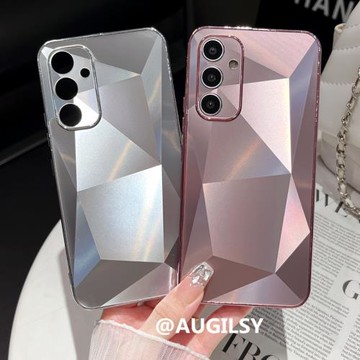 2025新款鉆石紋高級感氣質A54手機殼適用三星A55 5G保護套A73網紅女款a14高檔電鍍S22ultra格子外殼防摔奢華