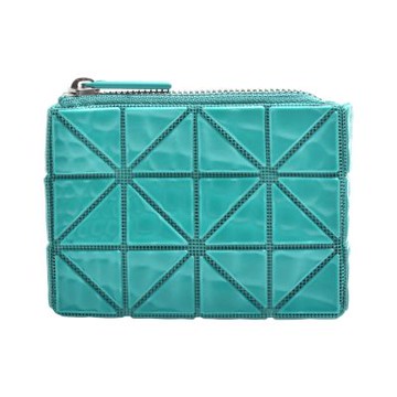 ISSEY MIYAKE 三宅一生BAOBAO立體壓紋幾何方格4X3拉鍊鑰匙/零錢包(翠綠色)