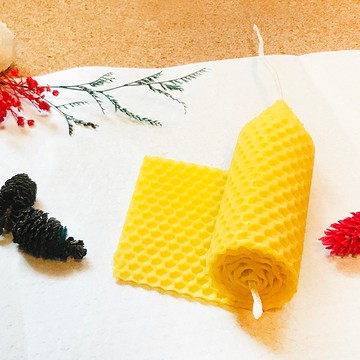 貝殼裡 DIY純天然錐形蜂蠟捲-手作中型蠟燭2入組材料包