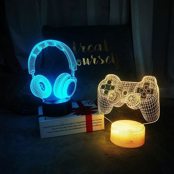 ✨臺灣出貨✨新款創意3d視覺遊戲擺件燈索尼PS4信仰圖標誌裝飾燈生日禮物